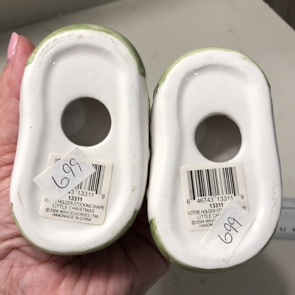 2 Christmas stocking shaped votive holders - Picture 2 of 2